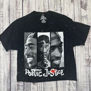 Poetic Justice Tupac Graphic‎ Black Boxy Short Sleeve Tee Sz. M
